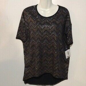 LulaRoe Black/Gold/Silver HIi/Lo Top - NWT XS
